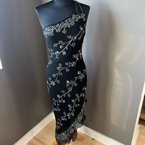 Scala Sequins One Shoulder Asymmetrical Dress